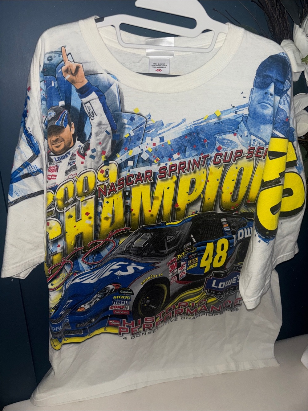 Jimmie Johnson NASCAR Sprint Cup 4 Consecutive Championships Graphic Mens Tee